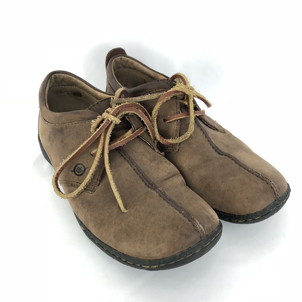 Born Shoes Womens 7 Brown Nubuck Leather W9244 Oxford Split Toe Casual Lace Up